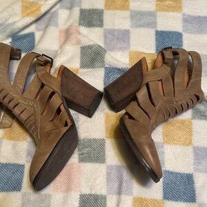 Free People Tan Strappy Ankle Booties